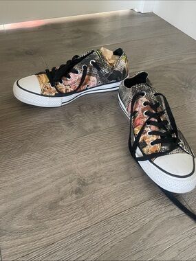 Converse All Star Floral & Animal Print Low-Top Sneakers in Black and Yellow